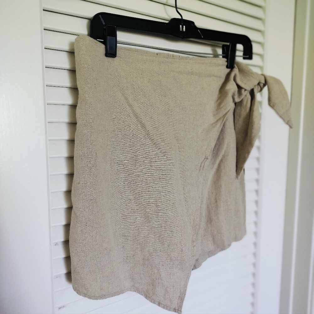 A New Day Women's Linen Rayon Wrap Skort NWT Size 10 Natural